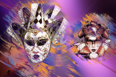 Arts numériques intitulée "Masques" par Cartsandra B, Œuvre d'art originale, Peinture numérique