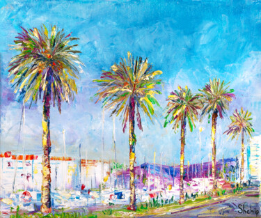 Sailing into the Sun: Empuriabrava Port Pittura intitolato "Sailing into the Su…" da Natalia Shchipakina, Opera d'arte originale, Olio