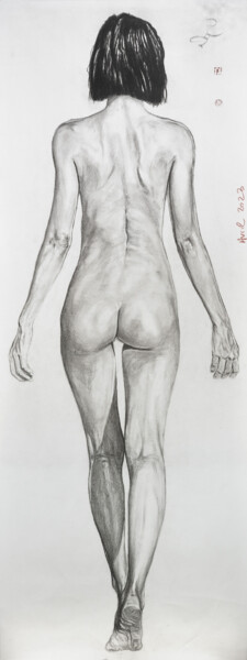Grand Nu N°4 图画 标题为“Grand Nu N°4” 由Gilles Le Corre, 原创艺术品, 木炭