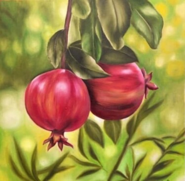 Painting titled "Pomegranate" by Larisa Ruy, Original Artwork, Oil