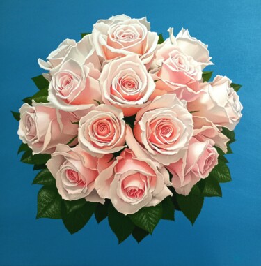 Painting titled "Bouquet of roses" by Vitalii Kazantsev, Original Artwork, Oil