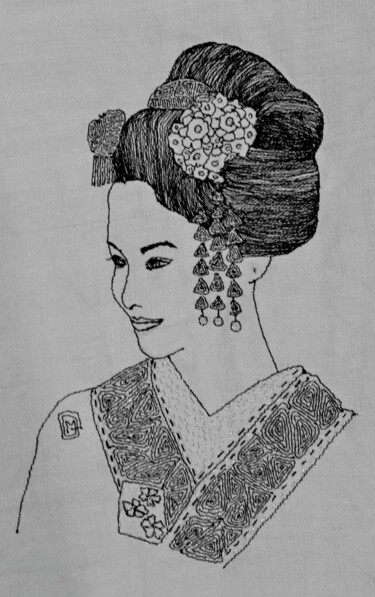 纺织艺术 标题为“YUBI Gracieuse” 由Michèle Duvillet, 原创艺术品, 线