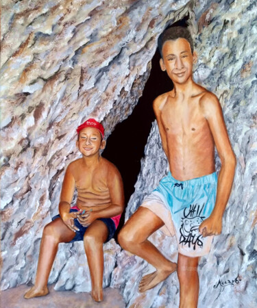 Pittura intitolato "Mattia e Flavio 2" da Accarò, Opera d'arte originale, Olio
