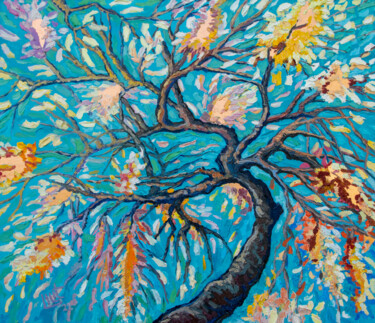 A Blossom Tree Painting titled "A Blossom Tree" by Lilit Vardanyan, Original Artwork, Oil