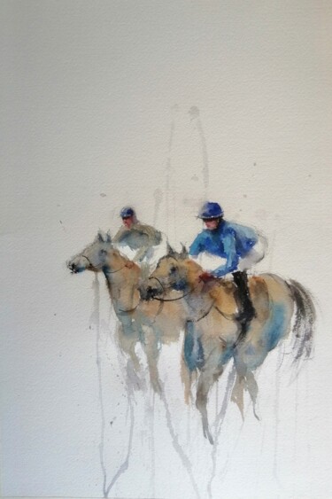 Schilderij getiteld "the horse race 26" door Giorgio Gosti, Origineel Kunstwerk, Aquarel