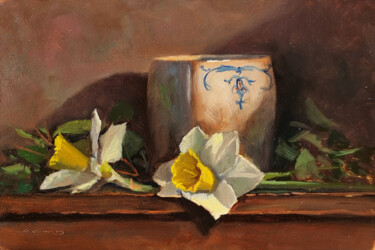 Peinture intitulée "#3929 Jonquilles et…" par Pascal Giroud, Œuvre d'art originale, Huile