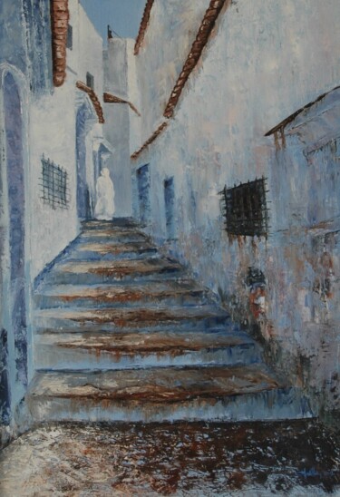 Schilderij getiteld "Ruelle à Chefchaoue…" door Jacques Dolley, Origineel Kunstwerk, Acryl Gemonteerd op artwork_cat.