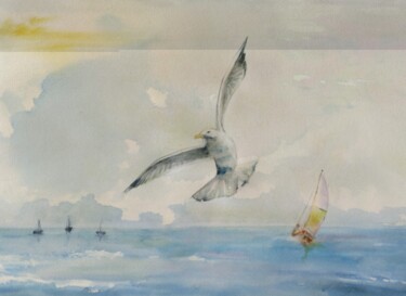 Schilderij getiteld "Liberté" door Marina Mothes, Origineel Kunstwerk, Aquarel