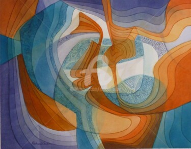 Peinture intitulée "Abstraction 01-23" par Richard Aubin, Œuvre d'art originale, Aquarelle