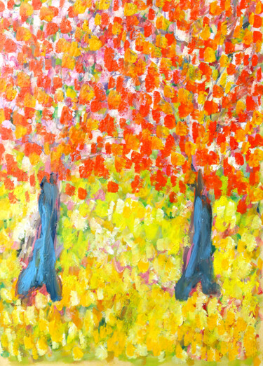 Malerei mit dem Titel "Orangers de Grenade" von Jean Mirre, Original-Kunstwerk, Öl