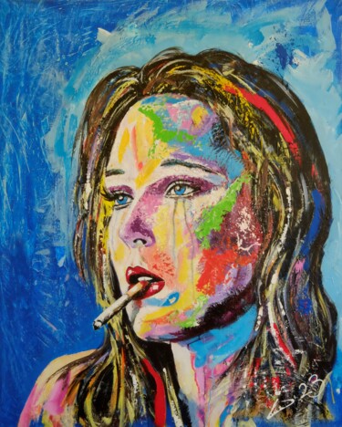 Painting titled "Damn Bastard" by Winfried Krause, Original Artwork, Acrylic Mounted on artwork_cat.