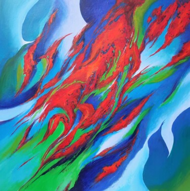 Peinture intitulée "L'EVEIL DES SENS" par Christiane Hess (CHRYSTAL), Œuvre d'art originale, Acrylique Monté sur Châssis en…