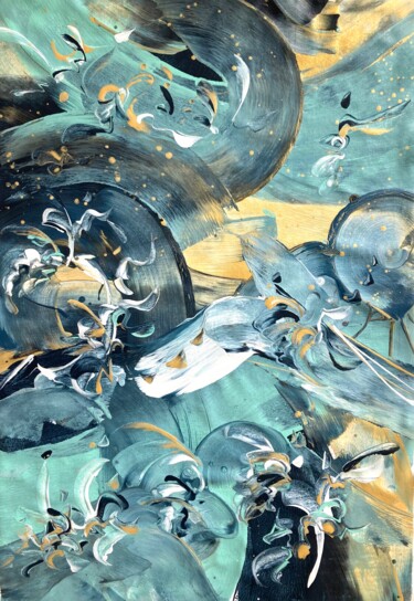 Painting titled "STORM IN THE NIGHT" by Delphine Bernard, Original Artwork, Acrylic Mounted on Wood Stretcher frame