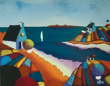 Peinture intitulée "Arrivée dans l'Aber…" par Marie-Pierre Jan, Œuvre d'art originale, Acrylique Monté sur Châssis en bois