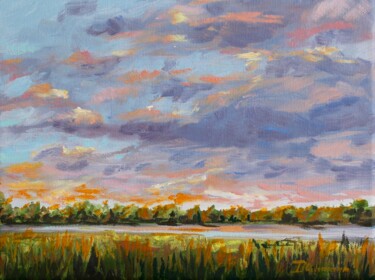 Malerei mit dem Titel "Lakeview Serenity" von Liza Illichmann, Original-Kunstwerk, Öl Auf Keilrahmen aus Holz montiert