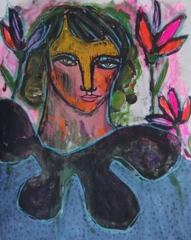 Peinture intitulée "DAME PRINTEMPS" par Pascal Briba, Œuvre d'art originale, Acrylique