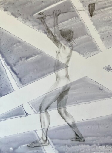 图画 标题为“Hammer” 由Sandra Ludwig, 原创艺术品, 铅笔 安装在木板上