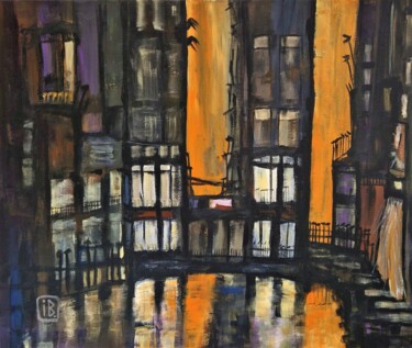 Une soirée chez les gens d'en face Schilderij getiteld "Une soirée chez les…" door Inke Bemelmans, Origineel Kunstwerk, Acryl