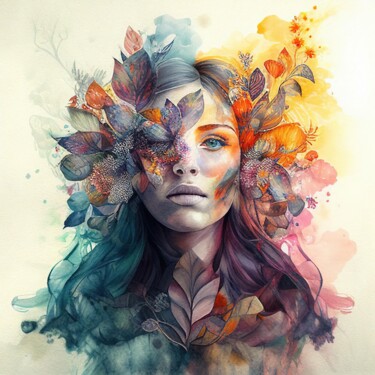 Arte digital titulada "Watercolor Tropical…" por Chromatic Fusion Studio, Obra de arte original, Acuarela