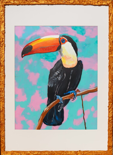 Toucan in Wonderland Pittura intitolato "Toucan in Wonderland" da Maria Sabrina Viviani, Opera d'arte originale, Acrilico Montato su Altro pannel…