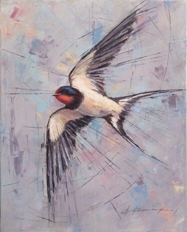 绘画 标题为“"Swallow" oil on ca…” 由Виктория Кернер, 原创艺术品, 油