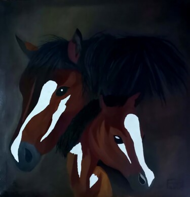 Painting titled "The Parenthood" by Laraib Zeeshan Chaudhary, Original Artwork, Oil