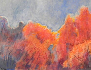 Ζωγραφική με τίτλο "Landscape Orange-Ma…" από Helge Hensel, Αυθεντικά έργα τέχνης, Ακρυλικό
