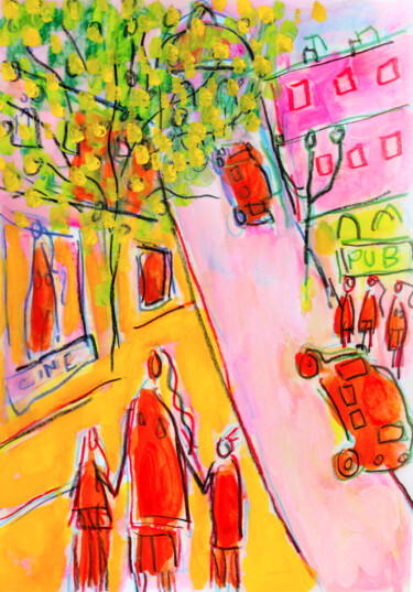 Painting titled "En temps de paix2" by Jean Mirre, Original Artwork, Oil