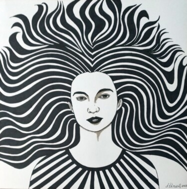"Portrait with lines…" başlıklı Resim Ibrahim Unal tarafından, Orijinal sanat, Işaretleyici