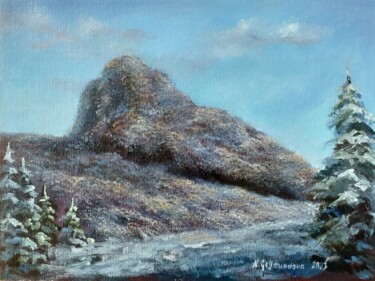 绘画 标题为“Bořeň under the sno…” 由Nadezhda Gellmundova, 原创艺术品, 油 安装在其他刚性面板上