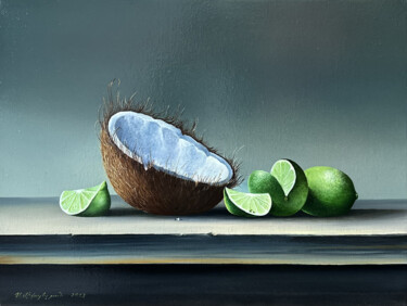 Painting titled "Tropical Harmony" by Sergey Miqayelya, Original Artwork, Oil Mounted on Wood Stretcher frame