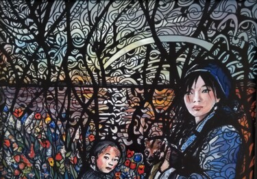 绘画 标题为“le petit loup” 由Martine Banacer, 原创艺术品, 丙烯