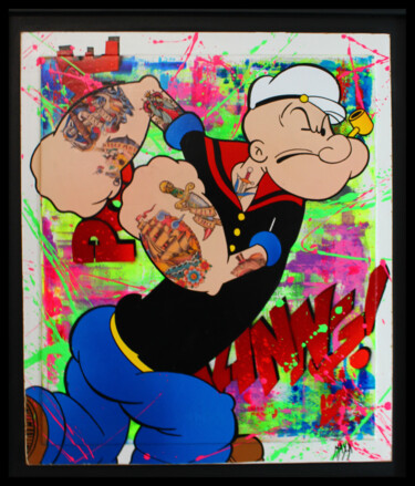 「popeye tatoo」というタイトルの絵画 Max Andriotによって, オリジナルのアートワーク, アクリル ウッドパネルにマウント