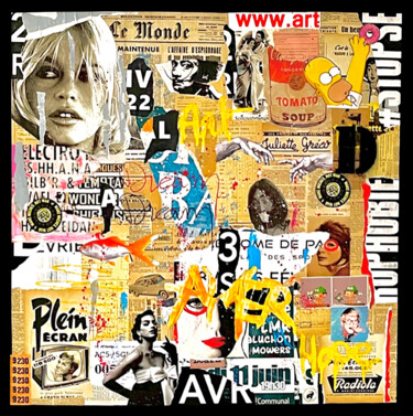 Collages intitulée "Electro" par Podkol, Œuvre d'art originale, Collages Monté sur Châssis en bois