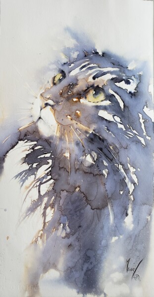 Doux rêveur Peinture intitulée "Doux rêveur" par Muriel Mougeolle, Œuvre d'art originale, Aquarelle