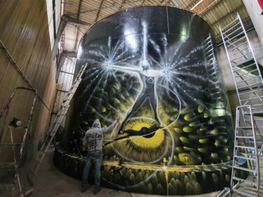 Peinture intitulée "GRAFFITI MUSEE SPIK…" par F. Spi-K-Tri, Œuvre d'art originale, Bombe aérosol
