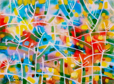 Painting titled "Cubists landscape-I…" by Stanislav Bojankov, Original Artwork, Acrylic