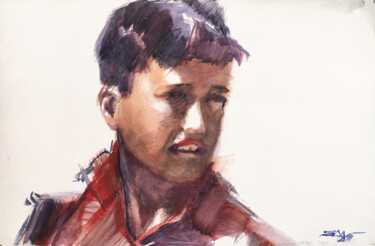 绘画 标题为“N°472 Portrait de j…” 由Alexandre Dumitrescu, 原创艺术品, 水彩