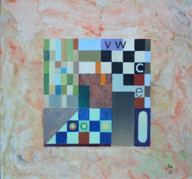 Malerei mit dem Titel "VWCE im Quadrat" von Reiner Makarowski, Original-Kunstwerk, Öl