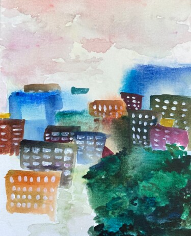 Painting titled "Mediterranean City…" by Eteri, Original Artwork, Watercolor