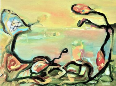 Painting titled "Soft Summer Eve" by Judith Riemer, Original Artwork, Oil Mounted on Wood Stretcher frame