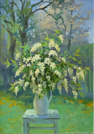 Malerei mit dem Titel "« Cherry blossoms.»" von Darya Sumarava- Kopach, Original-Kunstwerk, Öl Auf Keilrahmen aus Holz monti…