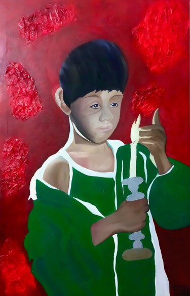 Painting titled "Afflicted" by Laraib Zeeshan Chaudhary, Original Artwork, Acrylic