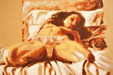 Painting titled "Peinture femme nue…" by Idhem San, Original Artwork, Oil