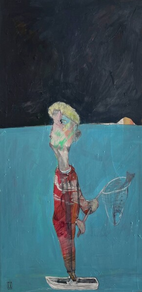 제목이 "Lone Fisherman"인 미술작품 Ilya Volykhine로, 원작, 기름