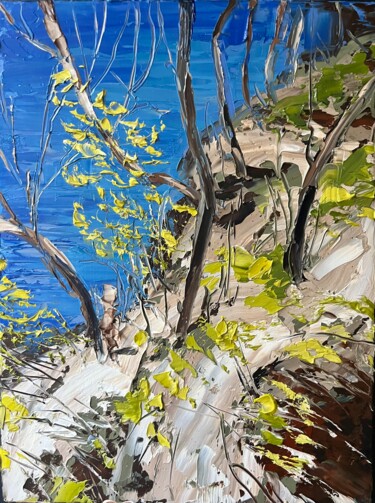 Painting titled "On the coast 1" by Elena Mashajeva-Agraphiotis, Original Artwork, Oil