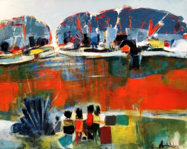 Peinture intitulée "Figures au bord du…" par Hervé Marchelidon, Œuvre d'art originale, Acrylique Monté sur Châssis en bois