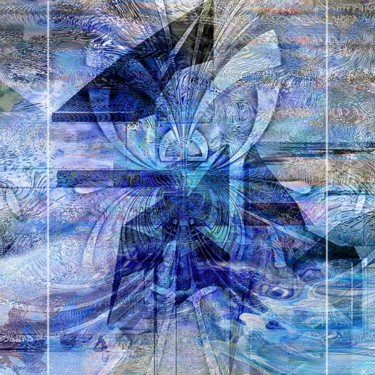 Peinture intitulée "NIL BLEU (center-pa…" par Pix-Peinture Kabuki, Œuvre d'art originale, Huile