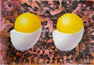 绘画 标题为“Two Yellows” 由Elke Thiébaut, 原创艺术品, 油
