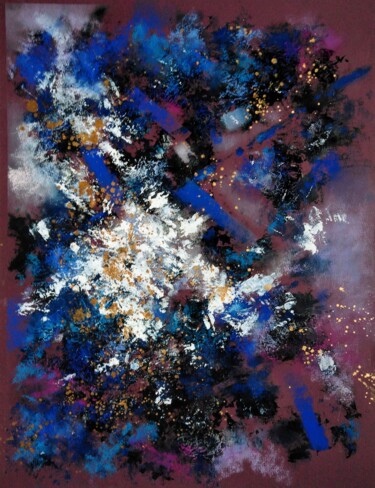 Peinture intitulée "EXPLOSION COSMIQUE" par Aline Messiez-Petit, Œuvre d'art originale, Acrylique Monté sur Verre